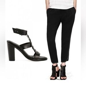 Rag & Bone Deane Leather T-Strap Sandals Stacked Heel